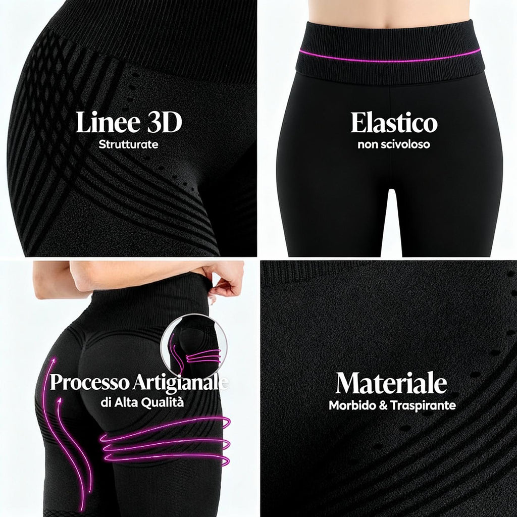 dettaglio tessuto elasticizzato dei leggings modellanti donna Pure Pulse